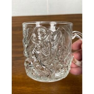 McDonalds Batman Forever Mug The‎ Riddler Embossed Glass Coffee Cup 1995 Vintage